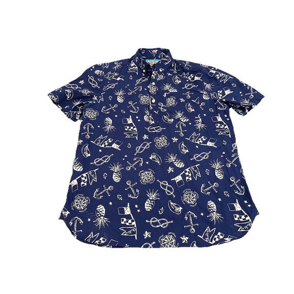 chubbies Other - Chubbies Shirt Mens Med Blue Pineapple Nautical Hawaiian Camp Button Up Casual